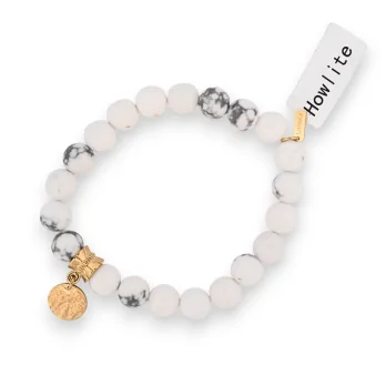 Howlite beads bracelet with medal charm