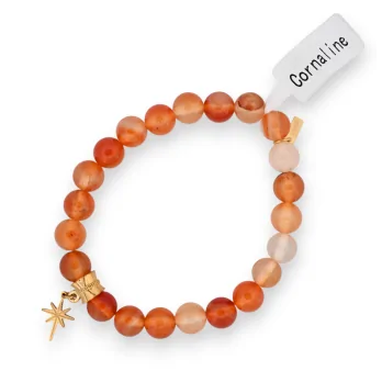 Bracelet en perles de Cornaline avec charm étoile