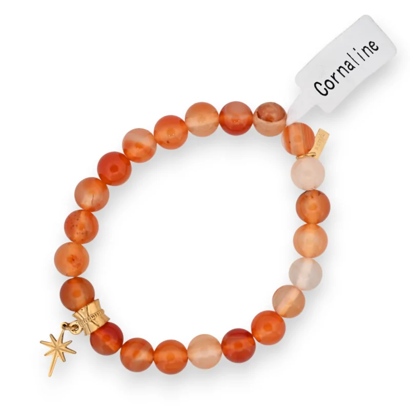 Carnelian beaded bracelet with star charm