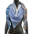 Foulard carré patchwork imprimé fleurs et zig zag