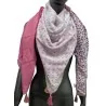 Foulard carré patchwork imprimé liberty et éventail rose