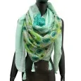 Square patchwork scarf printed circles and water green dots