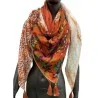 Ethnic patchwork scarf and orange flowers