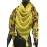 Foulard patchwork fleurs et étoiles jaune vif