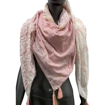 Soft pink patchwork square scarf stars