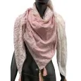 Foulard carré patchwork rose tendre étoiles