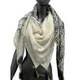 Patchwork scarf tie & dye and ethnic black and off-white