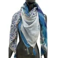 Patchwork Schal im Tie & Dye und Liberty-Stil in Jeansblau