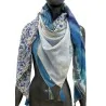 Patchwork Schal im Tie & Dye und Liberty-Stil in Jeansblau