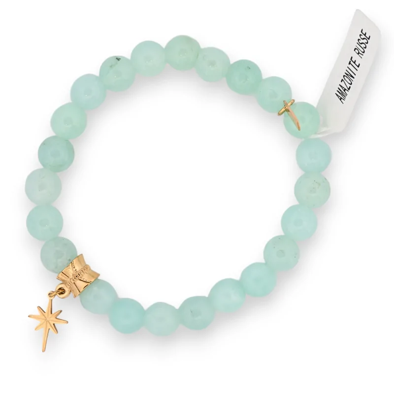 Bracciale in Amazonite russa con charm a forma di stella