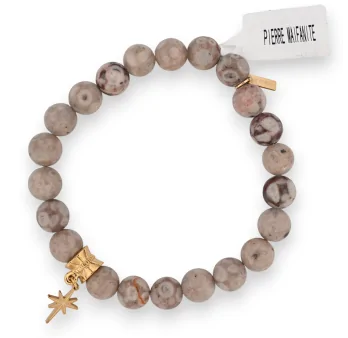 Bracciale in pietra Maifanite con charm a stella