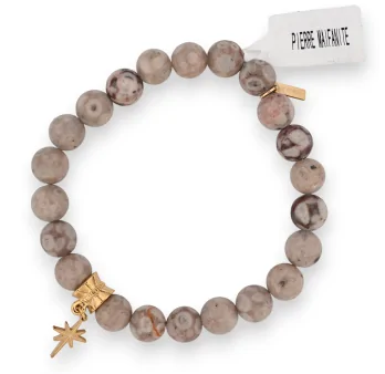Maifanite stone bracelet with star charm