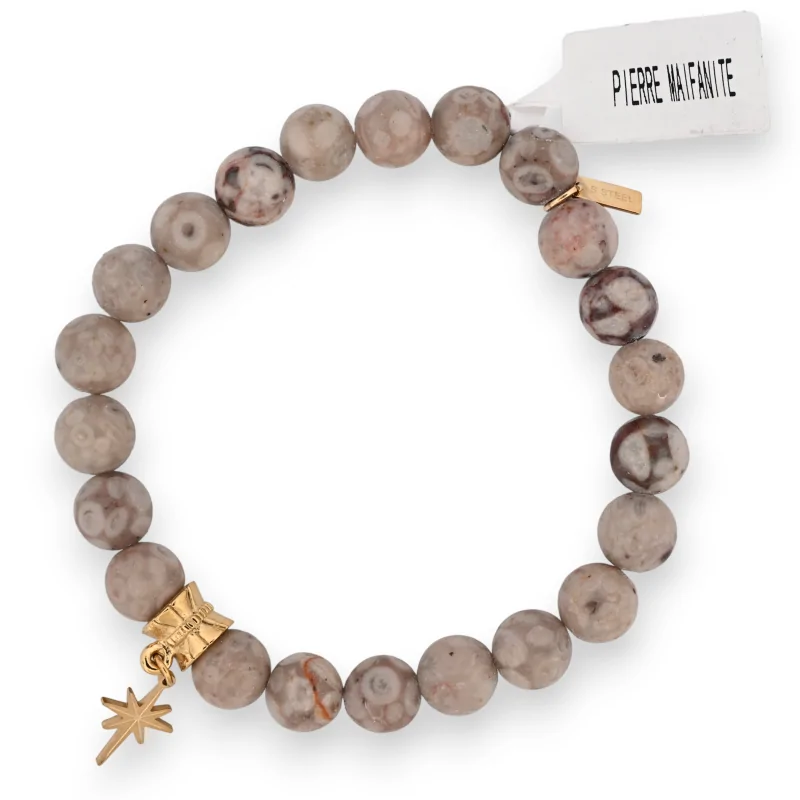 Maifanite stone bracelet with star charm