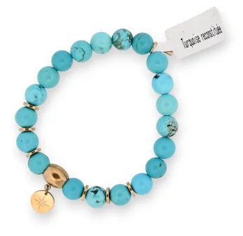 Reconstituted turquoise bracelet with medallion charm