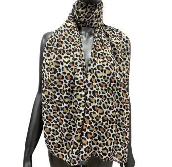 Foulard leopardato con dettagli dorati