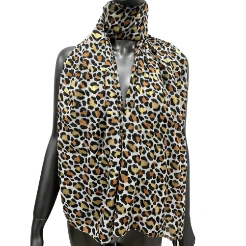 Foulard léopard à détails dorés