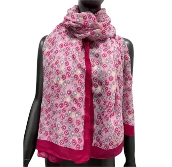 Fuchsia ethnic scarf with golden details