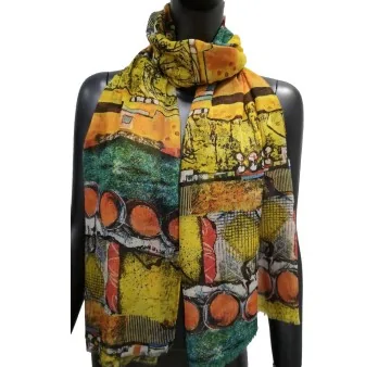 Abstract painting scarf - Silk touch