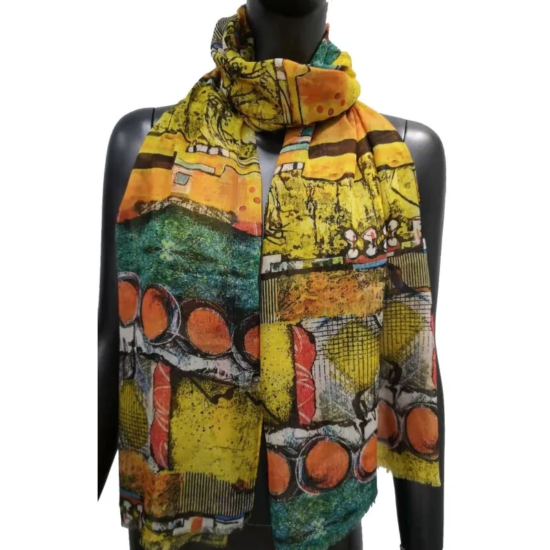 Abstract painting scarf - Silk touch