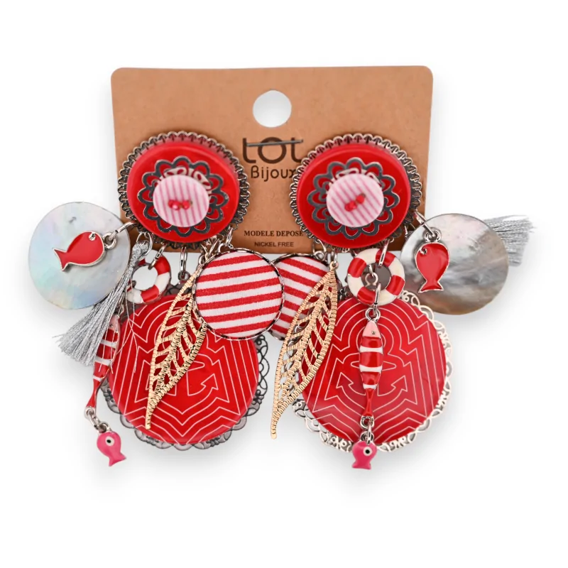 Fantasy clip-on earrings red fish