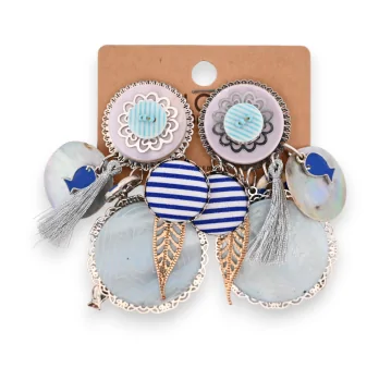 Fancy clip-on earrings with blue fish