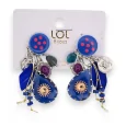 Boucles d'oreilles fantaisie à clip breloques bleu roi