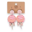 Boucles d'oreilles fantaisie rayé rose poisson