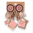 Glamorous pink and coppery clip-on fancy earrings