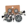 Fantasy clip-on earrings with black and white charms