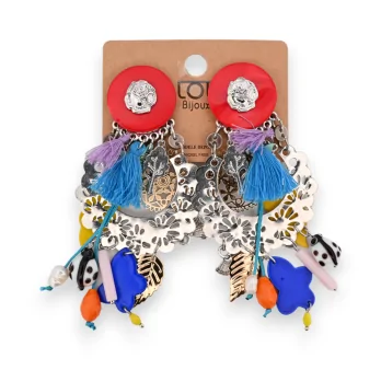Multicolored charm clip-on fashion earrings