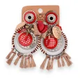 Bohemian Red Gingham Clip-on Fancy Earrings