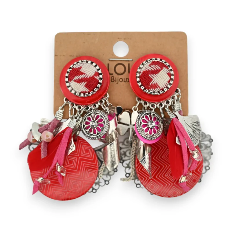 Boucles d'oreilles fantaisie Lolilota à clip breloques rouges