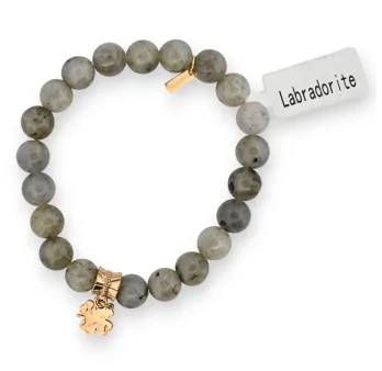 Braccialetto di Labradorite con charm a quadrifoglio