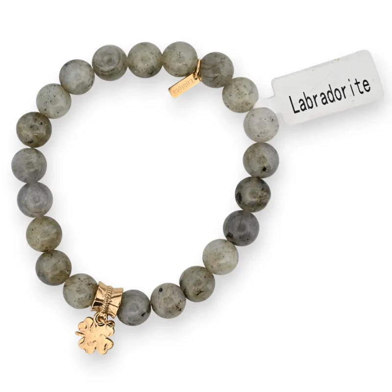 Bracelet Labradorite charm trèfle