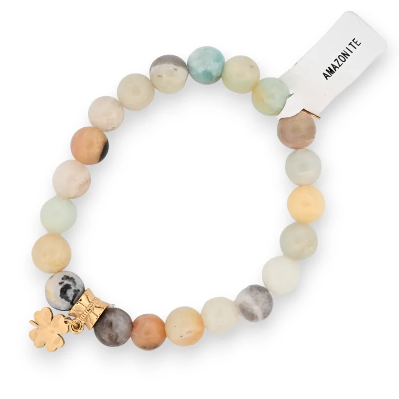 Bracciale in Amazonite con charm a quadrifoglio