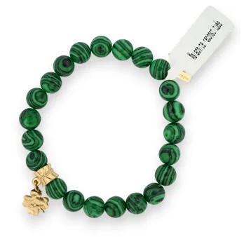 Malachite Bracelet with Clover Charm