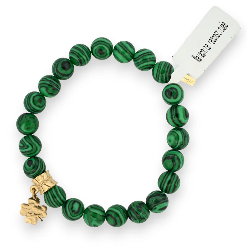 Bracelet Malachite charm trèfle