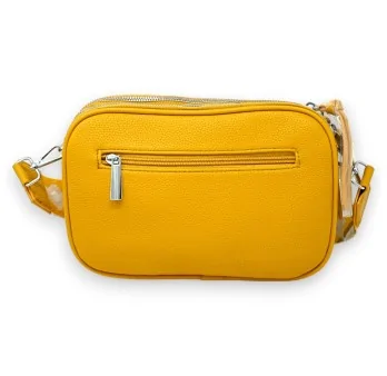 Square mustard multi-pocket shoulder bag