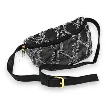 Fanny pack crossbody black washed-out denim