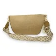 Beige and taupe linen crossbody fanny pack