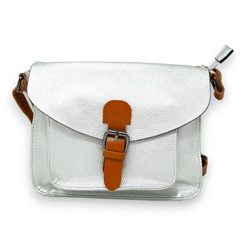 Silver messenger bag with shoulder strap