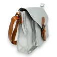 Silver messenger bag with shoulder strap