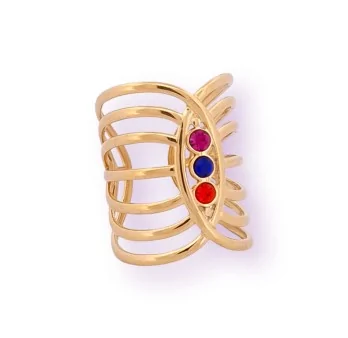 Gold-plated steel and stone ring