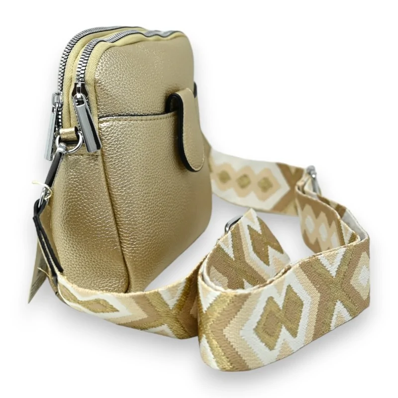 Petit Sac à Bandoulière FashionPuzzle – 3 Compartiments à Fermeture éclair – Cuir Synthétique – Bandoulière Réglable 66 Cm
