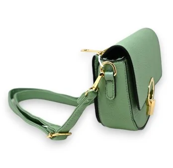 Sea green shoulder bag with chic gold clasp