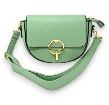 Sea green shoulder bag with chic gold clasp