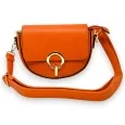 Orange shoulder bag with gold clasp chic