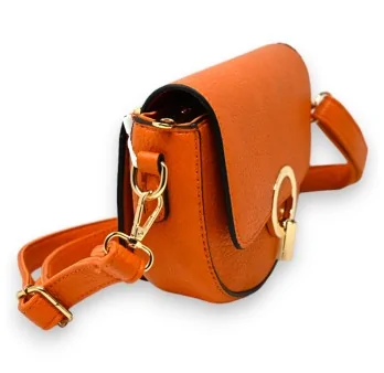 Orange shoulder bag with gold clasp chic