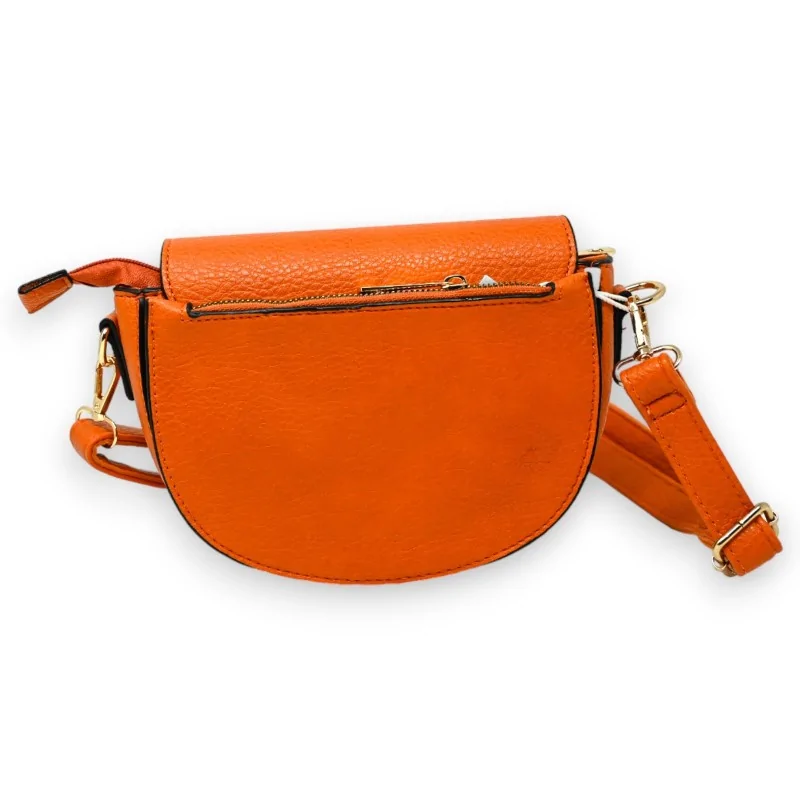 Small rusty orange Musette bag, japanese gold authentic fabric, removable leather shoulder strap