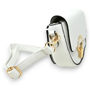 White shoulder bag with chic gold clasp